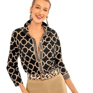 Gretchen Scott Designs Boyfriend Shirt- Dip & Dot